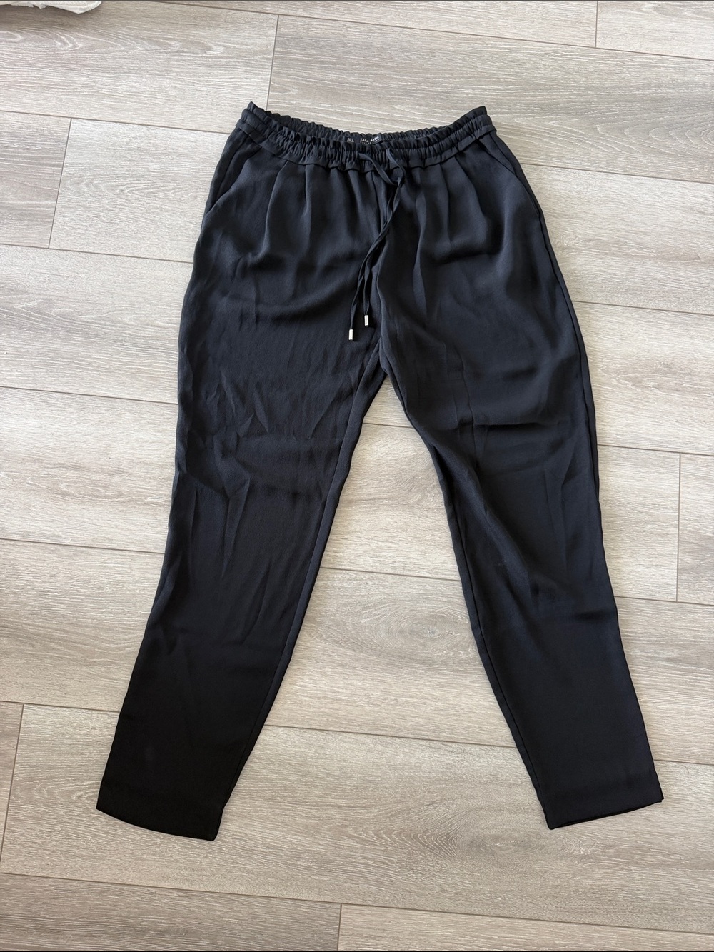 Zara Black Elastic Waist Drawstring Pants
